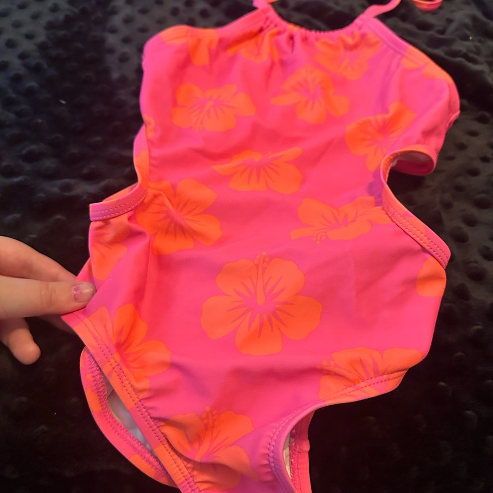 Old Navy Kids Swim One Piece - Pink and Orange Floral